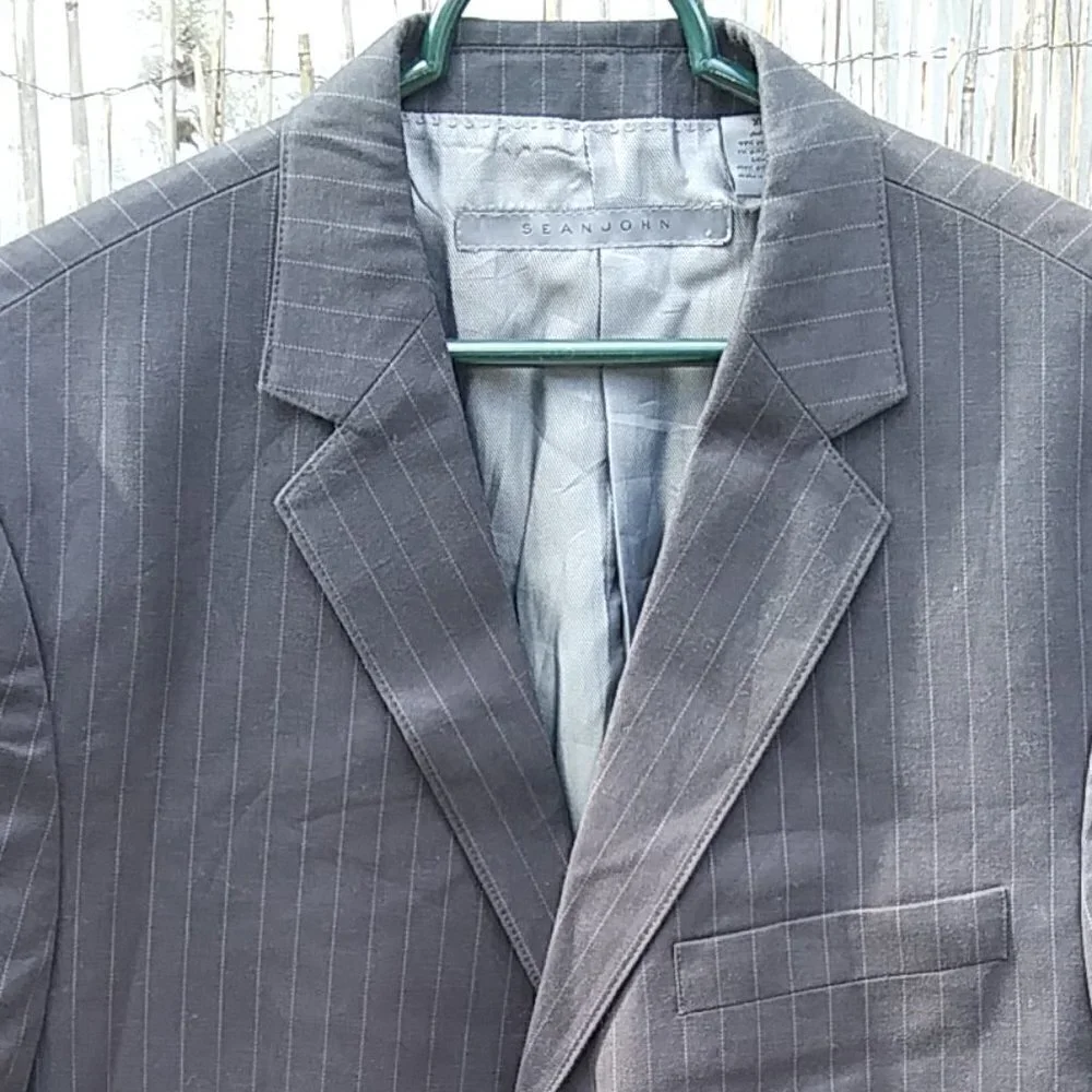 Sean John Suit Jacket Blazer Gray Pinstripe - XL - NWT